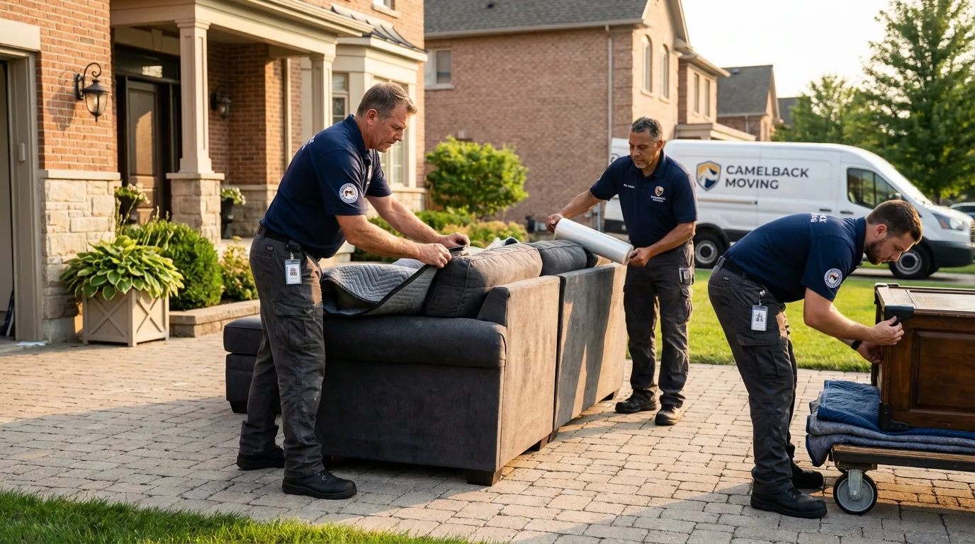 Large estate moving crew wrapping furniture in Winterset, IA